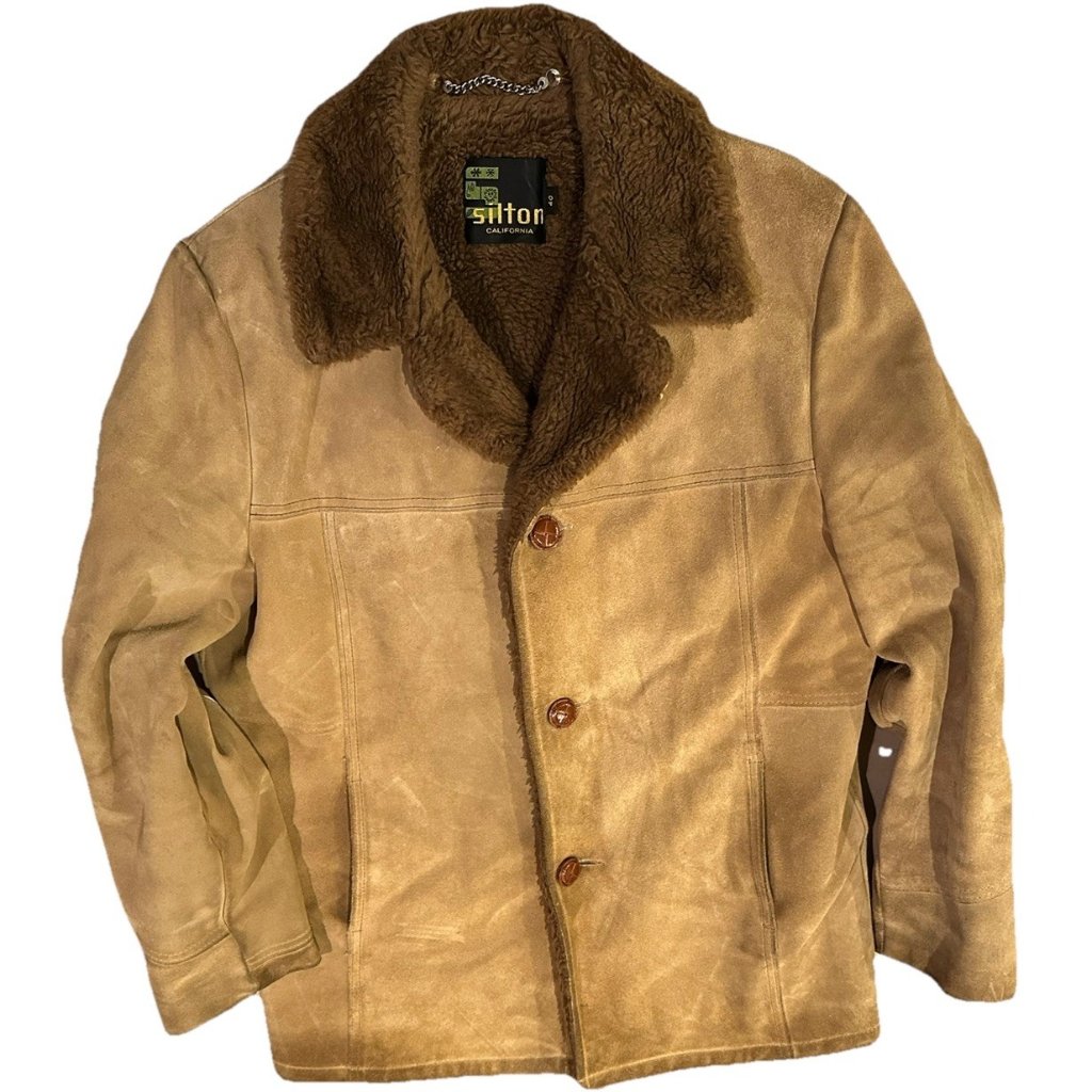Silton California Coat Vintage 70's Suede Leather Shearling Western Men's 40